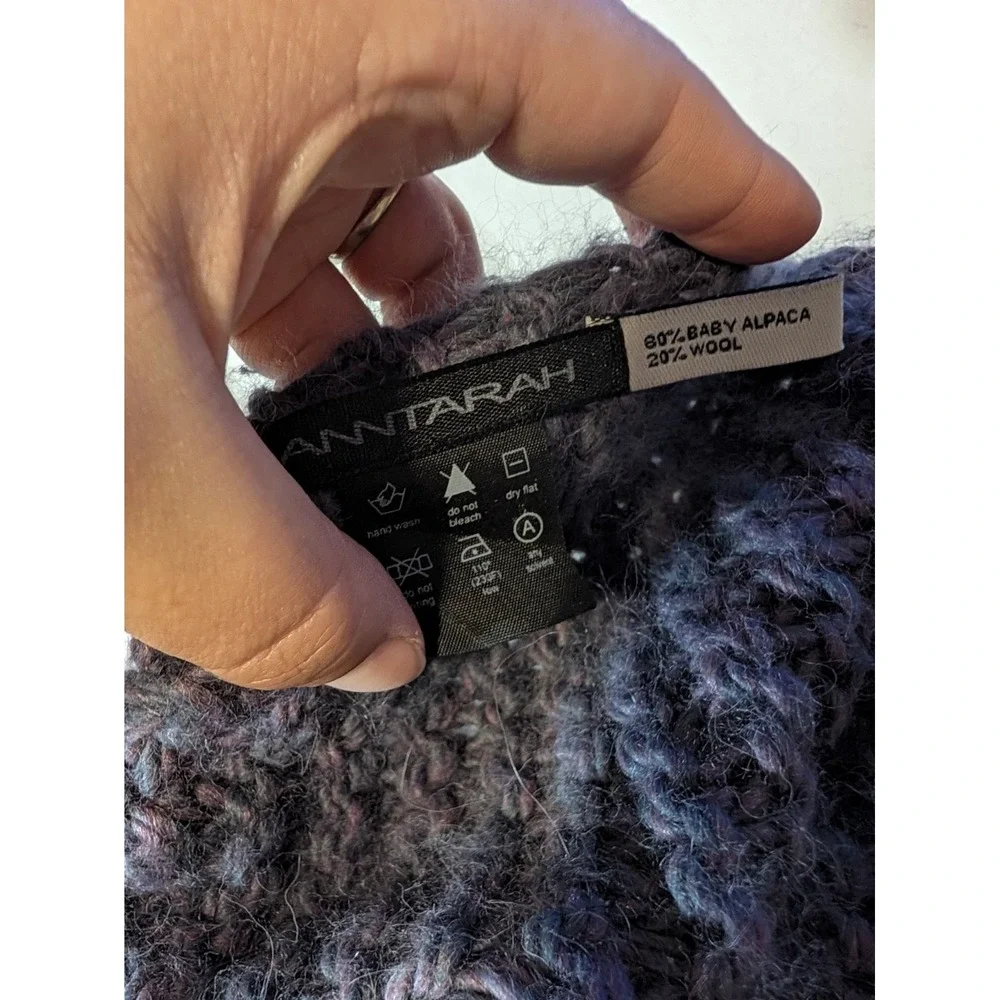 Anntarah Baby Alpaca & Wool Blend Purple Knit Wrap Scarf
